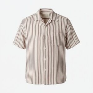 Kardo Chintan Handwoven Shirt Mens L Brick Beige Short Sleeve Button Down Boxy